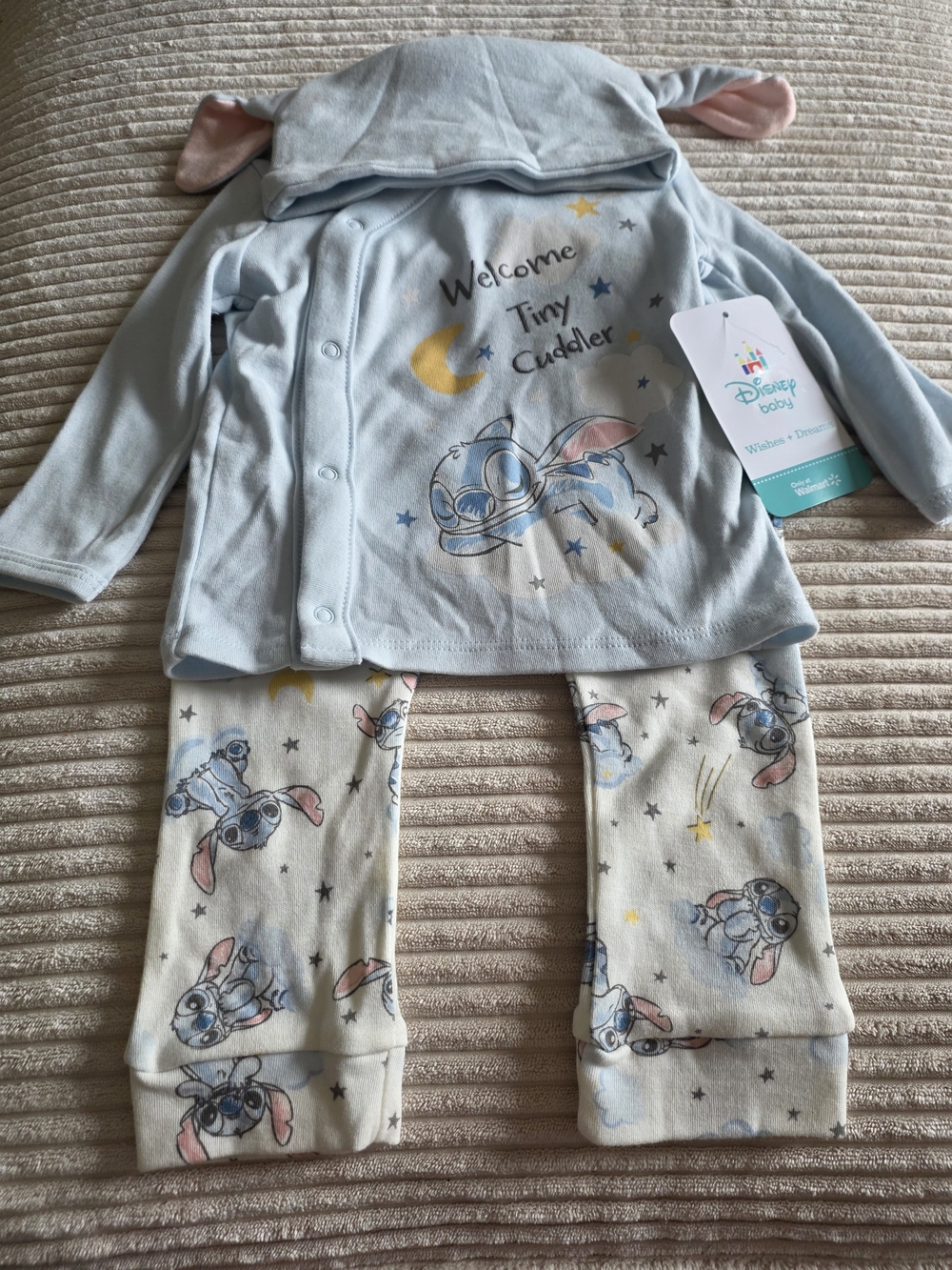 Disney Light Blue "Welcome Tiny Cuddler" Stitch Pajama Set
